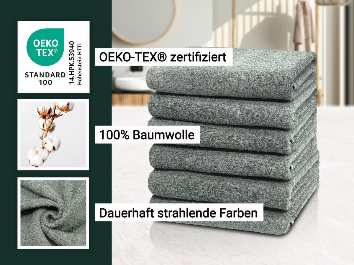 HANDTÜCHER, 6er-Set, 50x100 cm, 100% Baumwolle, Grau - Hellgrau, Textil (50/100cm) - Zollner