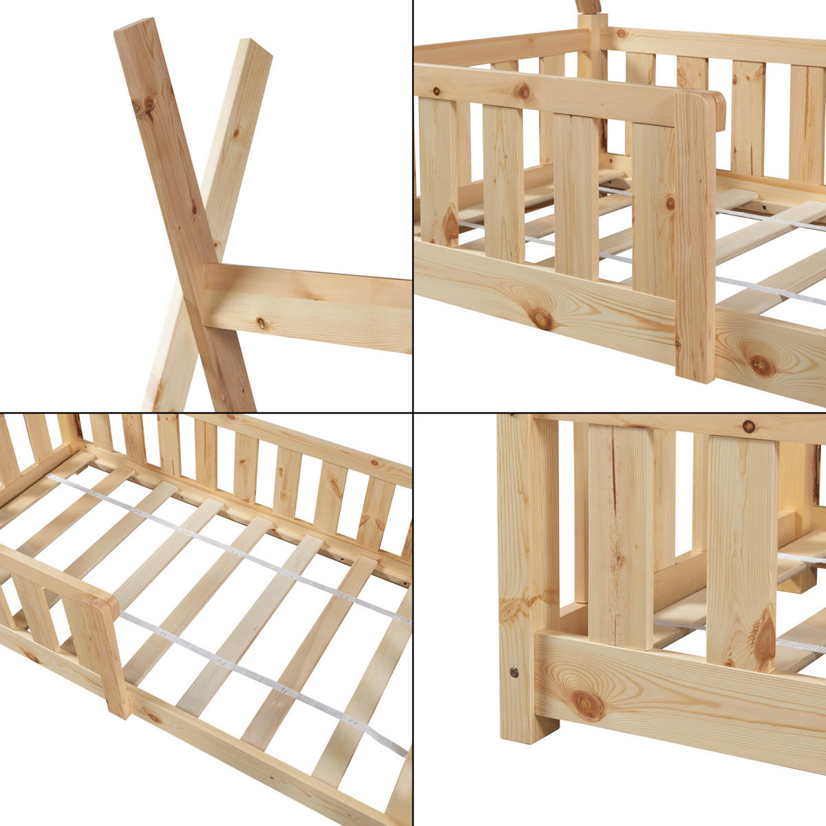 KINDERBETT Helsingborg mit Matratze - Naturfarben, Holz/Textil (70/140cm) - [en.casa]