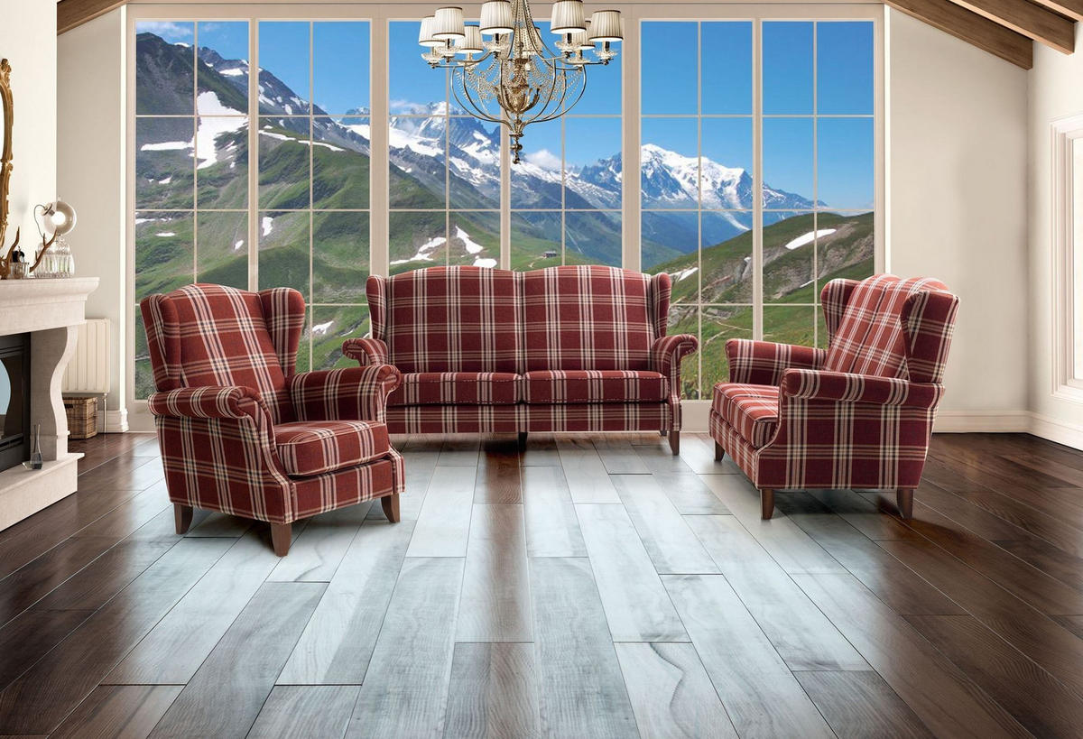 SOFA 2,5-Sitzer Katria Bezug Flachgewebe Buche nussbaum / rot - Rot, Kunststoff (193/108/86cm) - 58aufmkessel