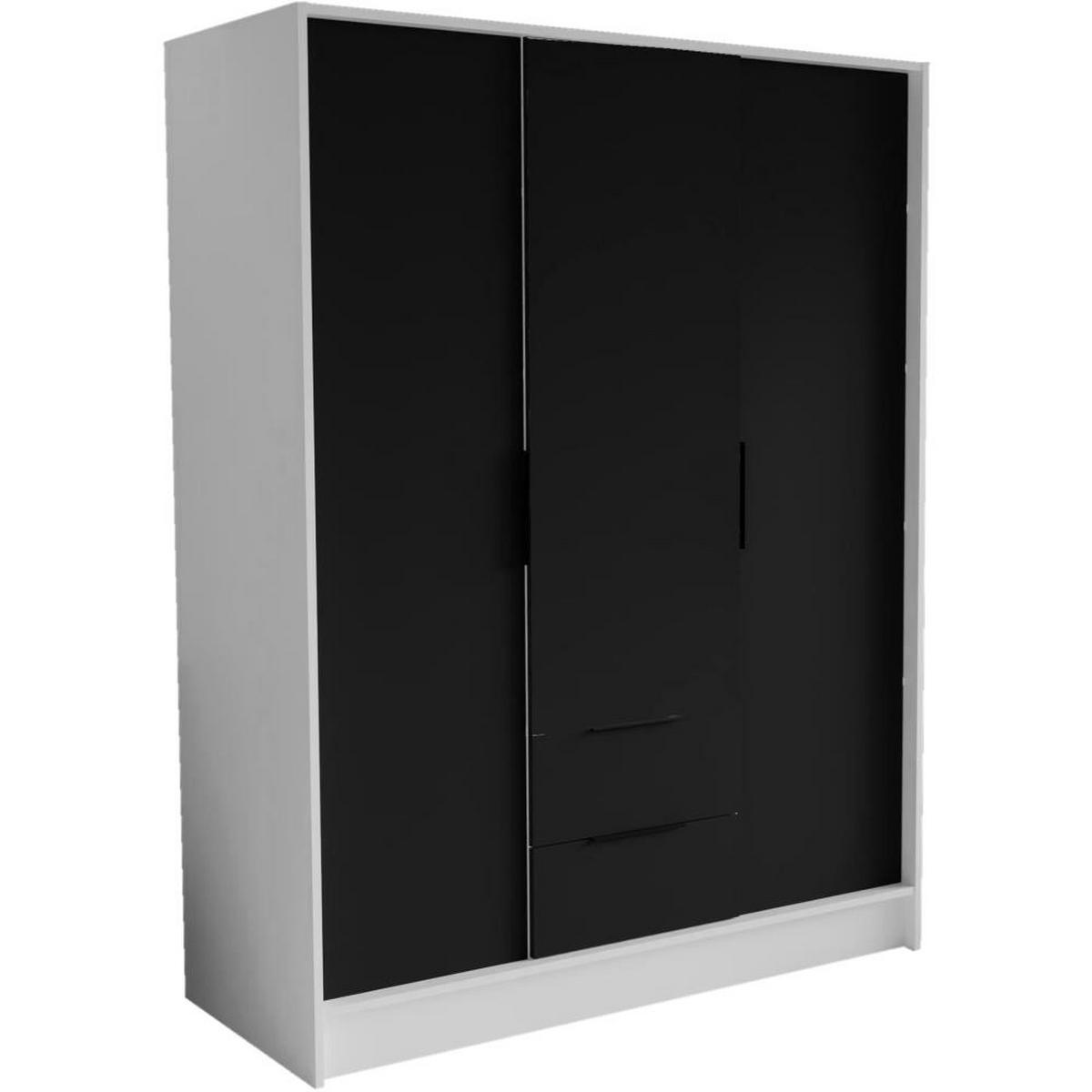 DREHTÜRENSCHRANK Niko 150/51/200 cm weiß+schwarz - Schwarz/Weiß, Holzwerkstoff (150/200/51cm) - Beautysofa