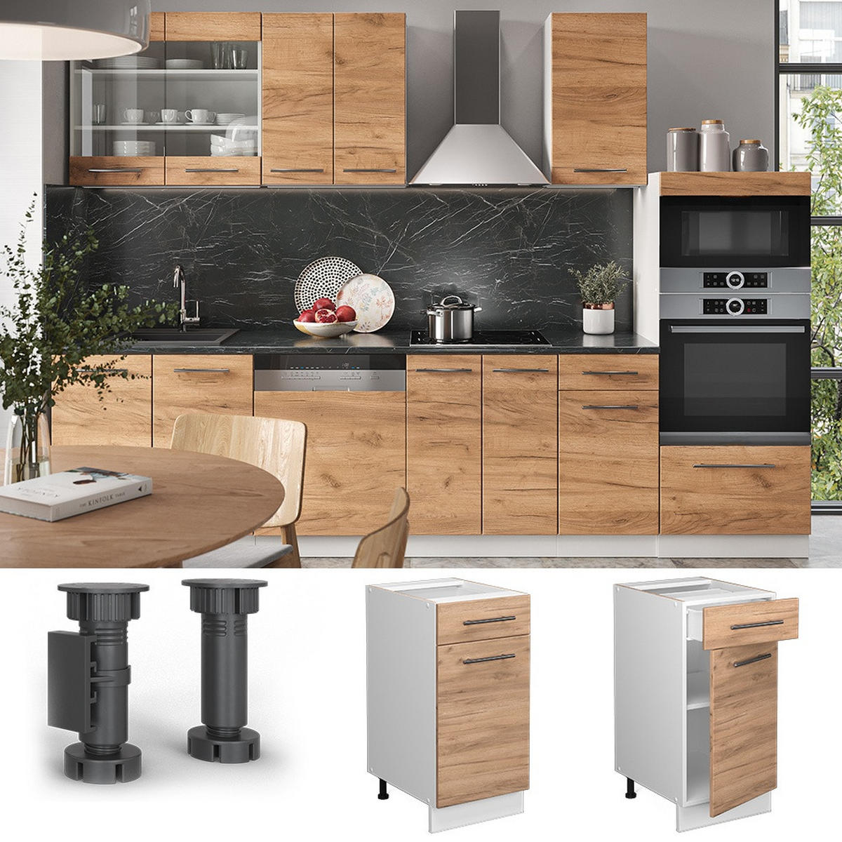 KÜCHENUNTERSCHRANK Fame-Line Goldkraft Eiche 40 cm ohne Arbeitsplatte - Honigeiche/Weiß, Holzwerkstoff (40/82/51.6cm) - Vicco