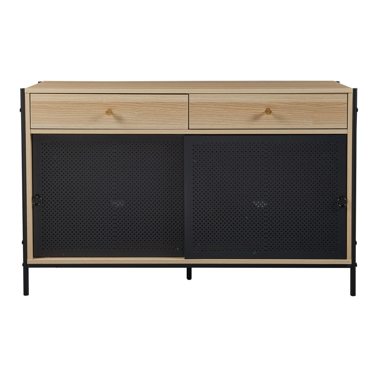 FERNSEHSCHRANK Tysnes - Eichefarben/Schwarz, Holzwerkstoff/Metall (40/75/120cm)