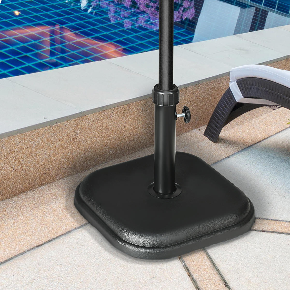 SONNENSCHIRMSTÄNDER PE Beton Schwarz - Schwarz, Kunststoff (36/36cm) - Outsunny