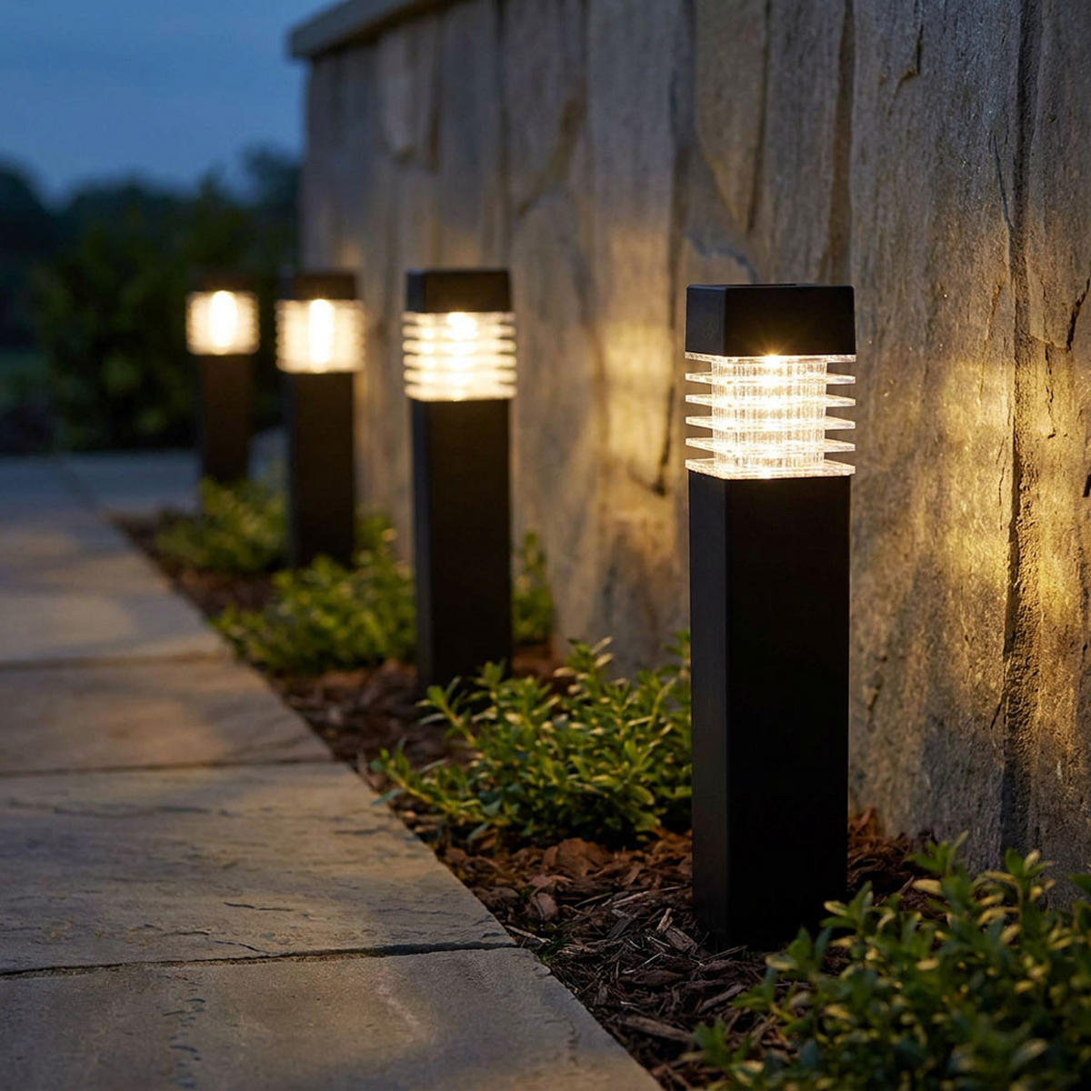 LED AUSSENLEUCHTE Anthrazit grau 4er Set - Anthrazit, Kunststoff (5.8/5.8/38.5cm) - Globo Lighting