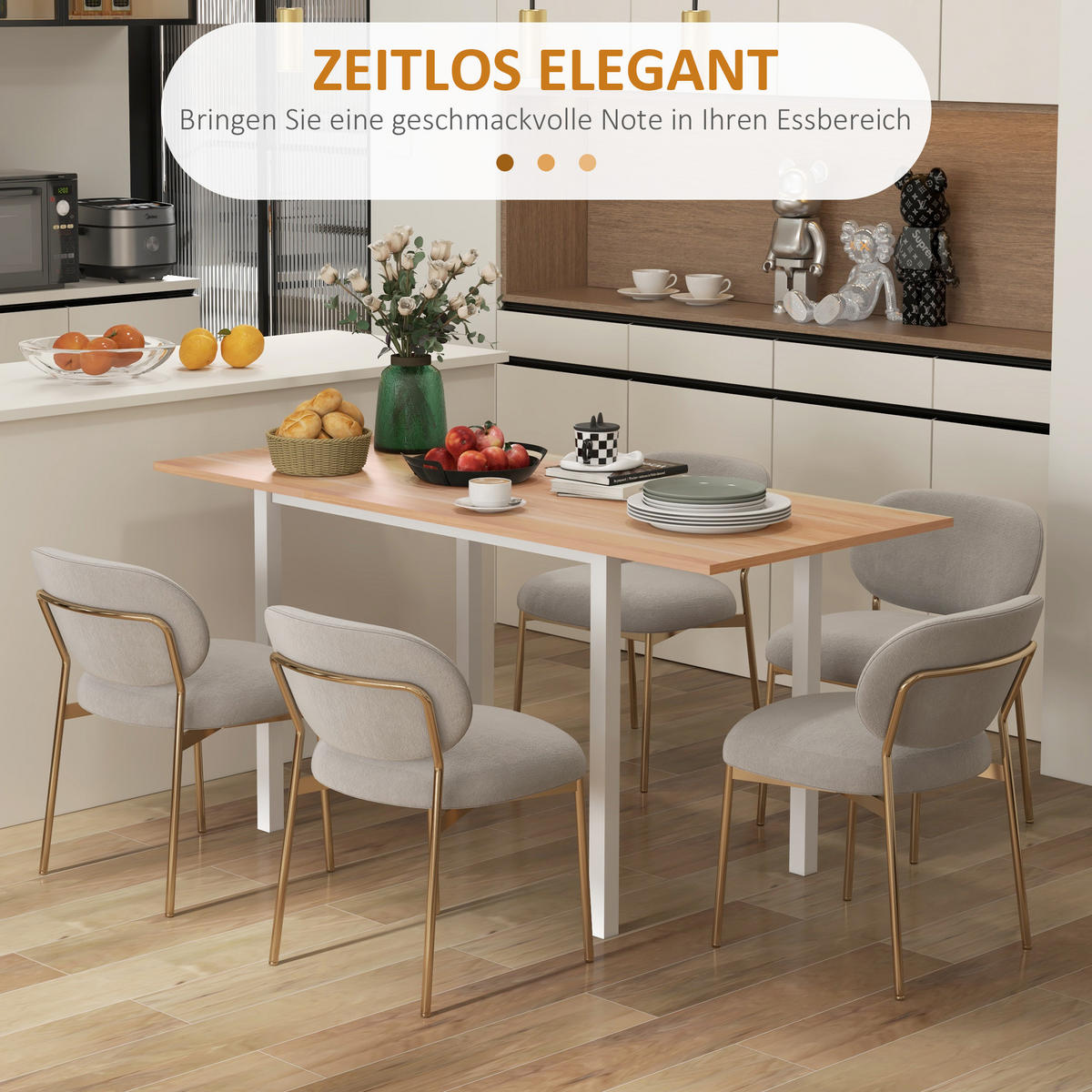 ESSTISCH erweiterbarer Küchentisch Esszimmertisch für 6 Personen, Stahl, Braun - Braun, Kunststoff (160/70/76cm) - HOMCOM