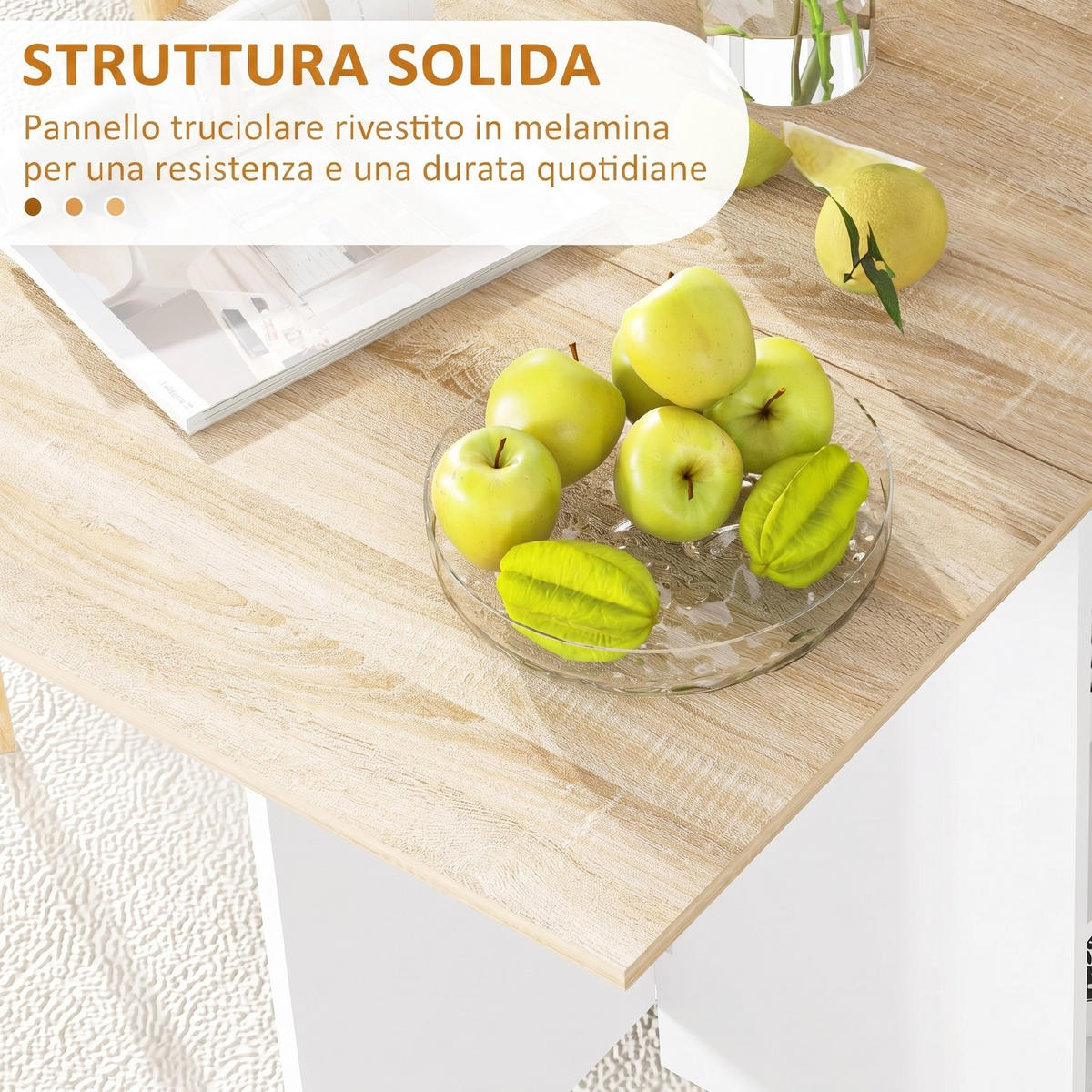 ESSTISCH Eiche, Weiß 1 Stück - Beige, Kunststoff (120/72/75cm) - GiPP