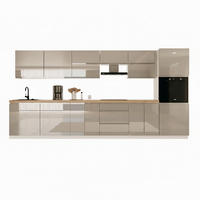 KÜCHENZEILE 340 cm - Aspen KA13-M340- in Grau/Hochglanz - Grau, Holz (340/212/58cm)