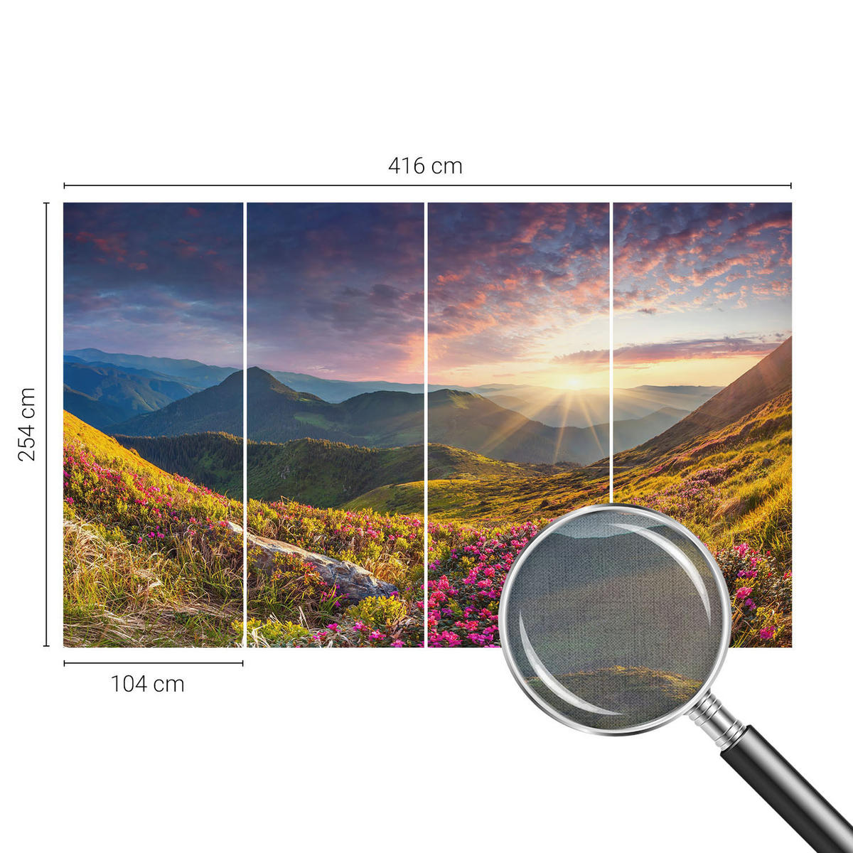 FOTOTAPETE 416x254 cm - Bergpanorama - Grün, Textil (416/254cm) - Wallfluent