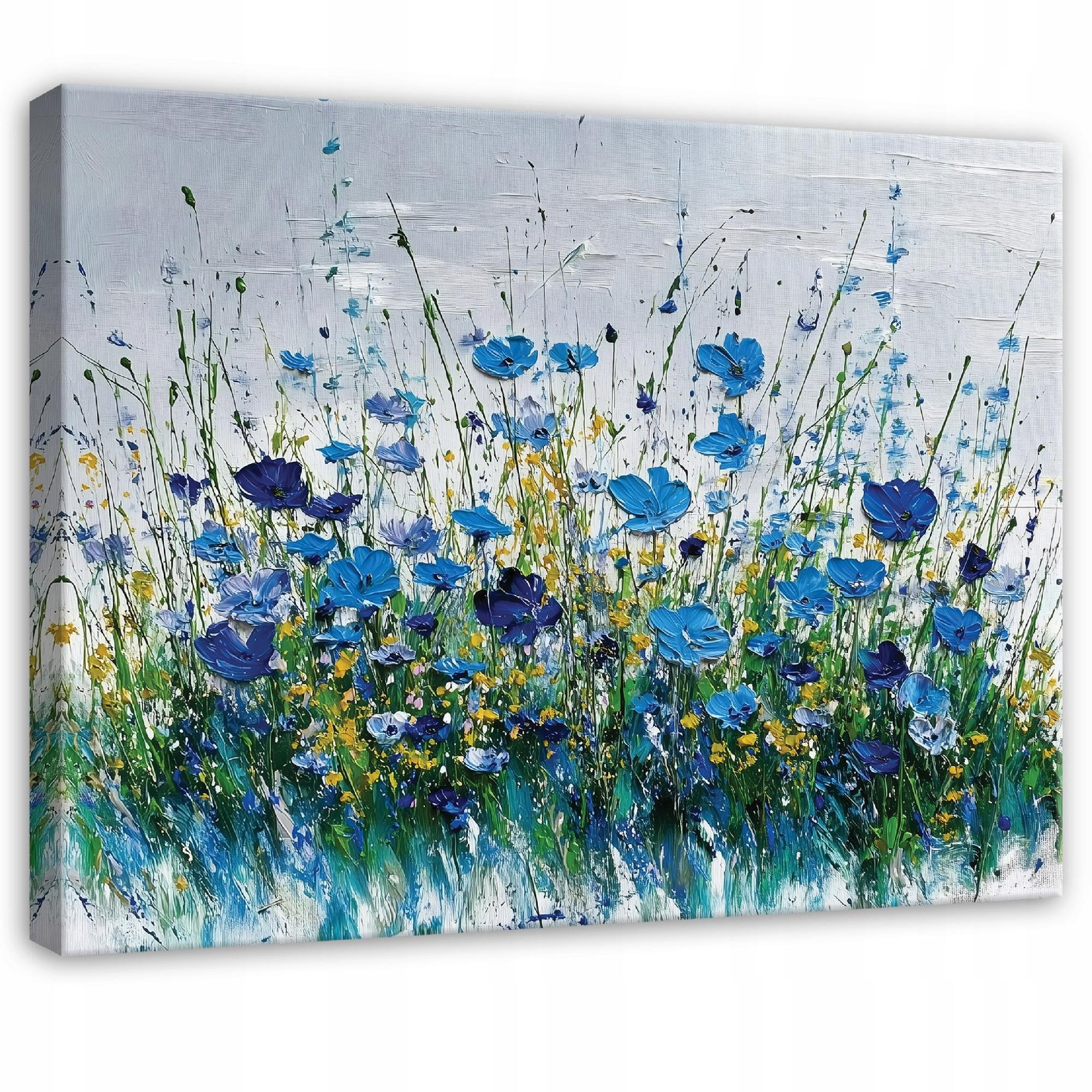 LEINWANDBILD Blumen Aquarell Blau 100x70 cm - Multicolor, Holzwerkstoff (100/70cm) - Wallarena