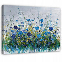 LEINWANDBILD Blumen Aquarell Blau 100x70 cm - Multicolor, Holzwerkstoff (100/70cm) - Wallarena