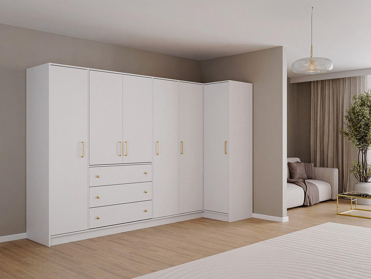 KLEIDERSCHRANK - 311 cm x 106.5 cm - holz - weiß Lizandro - Weiß, Holz (311/200/106.5cm) - Vente-Unique