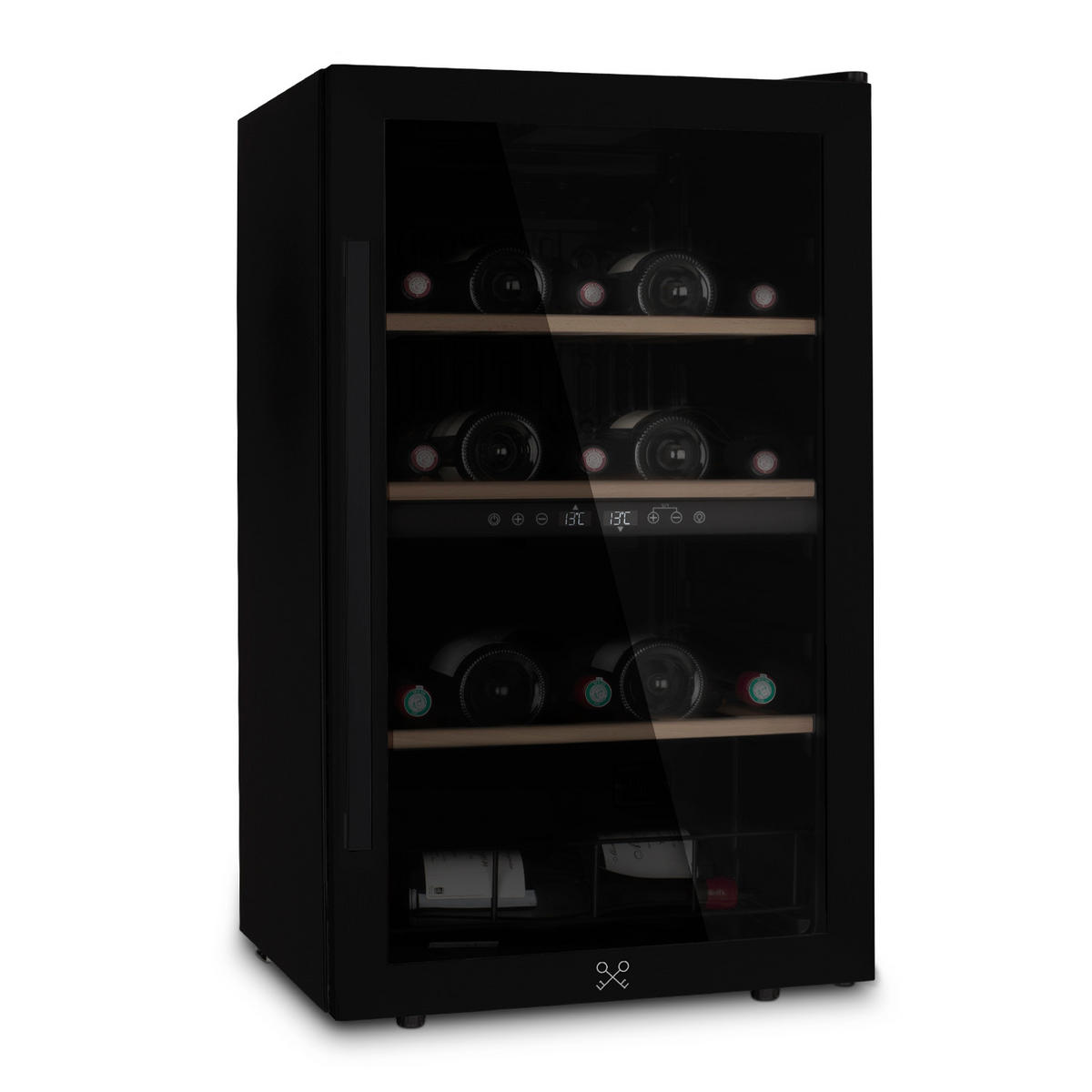WEINKÜHLSCHRANK CAVCDB32 Schwarz, 32 Flaschen, Kapazität 80 L, 2 Temperaturzonen, Edelstahl, Anti-UV, LEDs - Schwarz, Metall (48/85/43cm) - Les Petits Champs