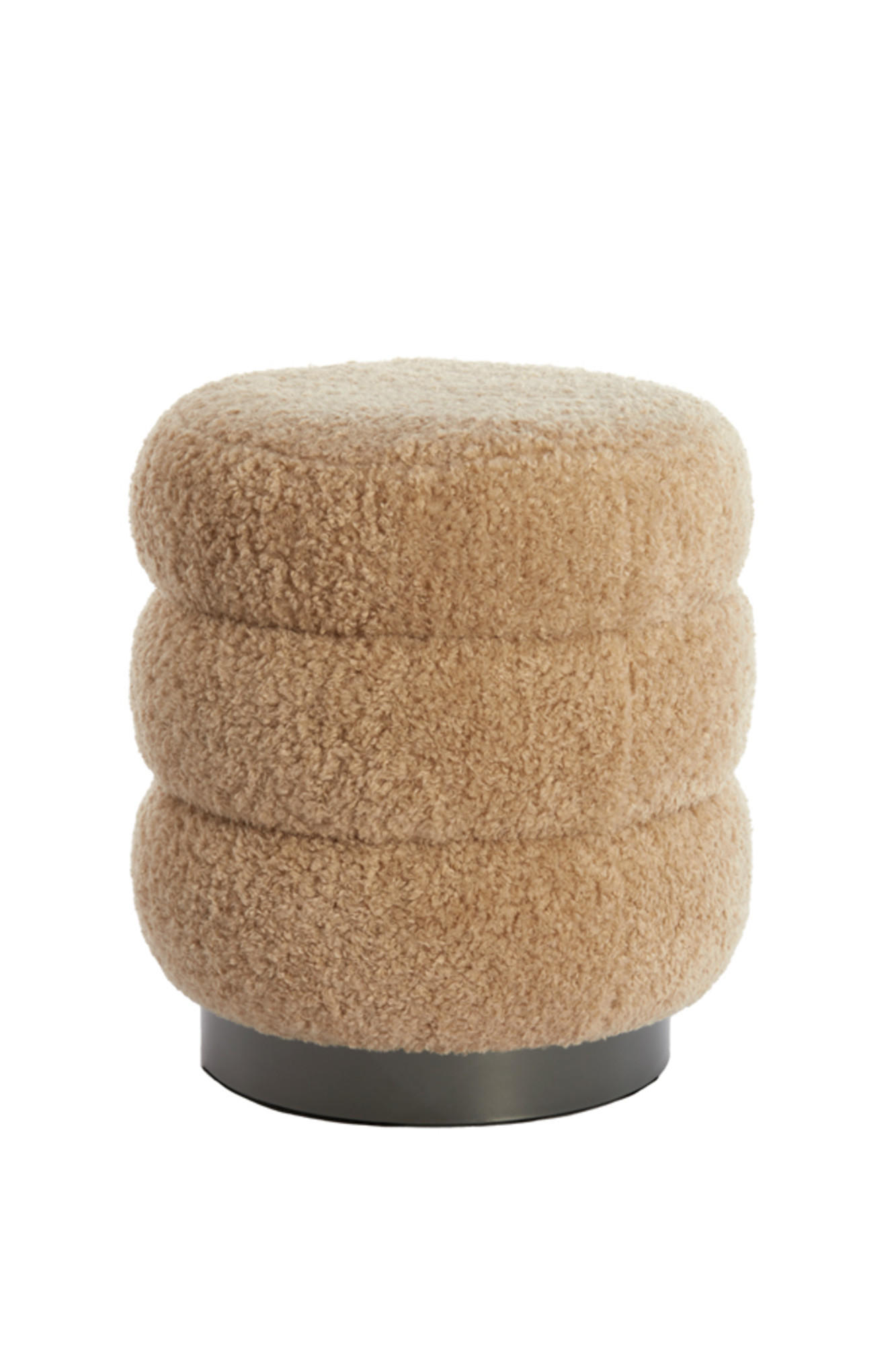 POUF Jobbi Braun Ø40/45 cm - Beige, Textil (40/45/40cm) - Light & Living