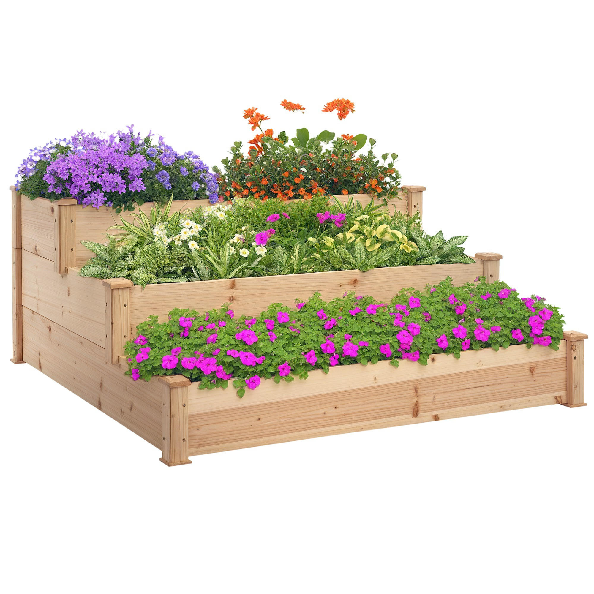 HOCHBEET DE-05326 3-stufige Blumentreppe Natur - Naturfarben, Holz (120/56/120cm) - ComfortXL