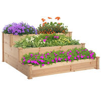 HOCHBEET DE-05326 3-stufige Blumentreppe Natur - Naturfarben, Holz (120/56/120cm) - ComfortXL