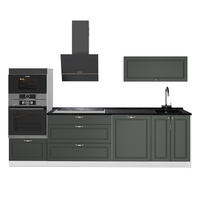 KÜCHENZEILE Fame-Line, Grün-Gold Landhaus/Weiß, 280 cm ohne Arbeitsplatte - Weiß/Grün, Holzwerkstoff (280/153.6/51.6cm) - Vicco