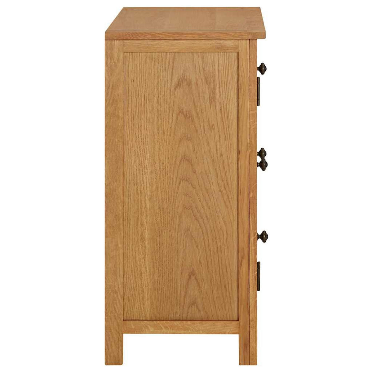 SIDEBOARD mit 3 Schubladen, 70/35/75 cm, aus Massivholz Eiche - Bronzefarben/Braun, Holz/Metall (35/75/70cm) - vidaXL