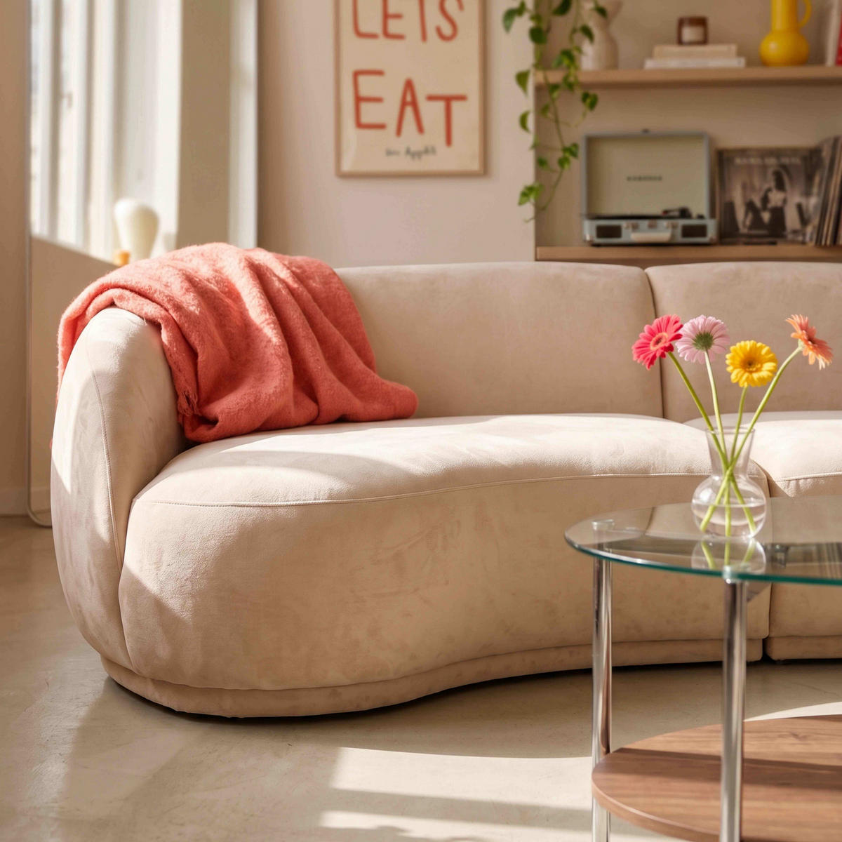 SOFA 3-Sitzer, Beige - Beige, Holz/Textil (266/73/120cm) - Oviala