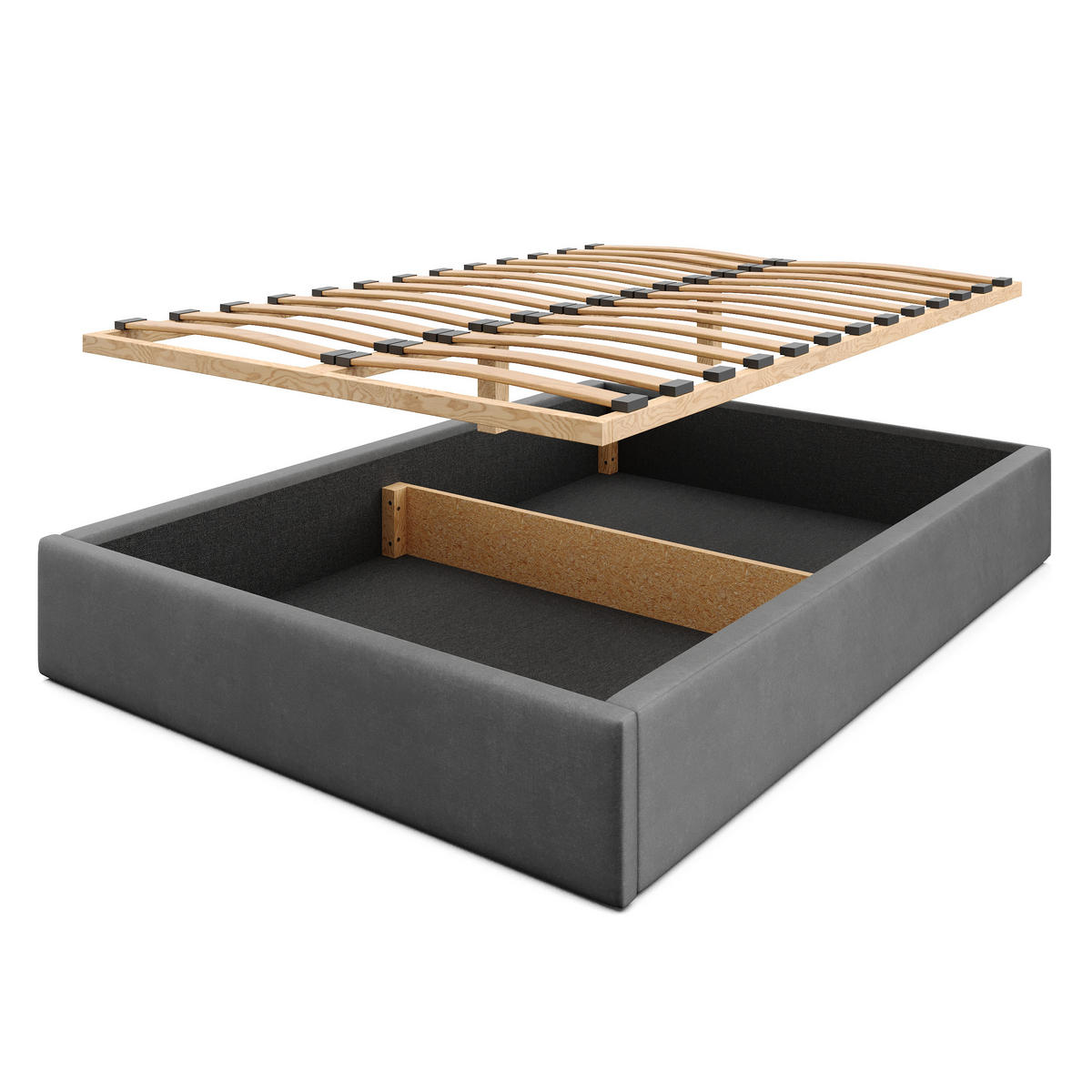 POLSTERBETT 140x200cm Bett mit Stauraum Lattenrost Graphit - Graphitfarben, Holz/Holzwerkstoff (140/200cm) - Muralo