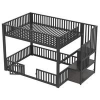 ETAGENBETT 140/200 cm Schwarz mit Stauraumleiter und LED - Schwarz, Metall (140/200cm) - Oxeza
