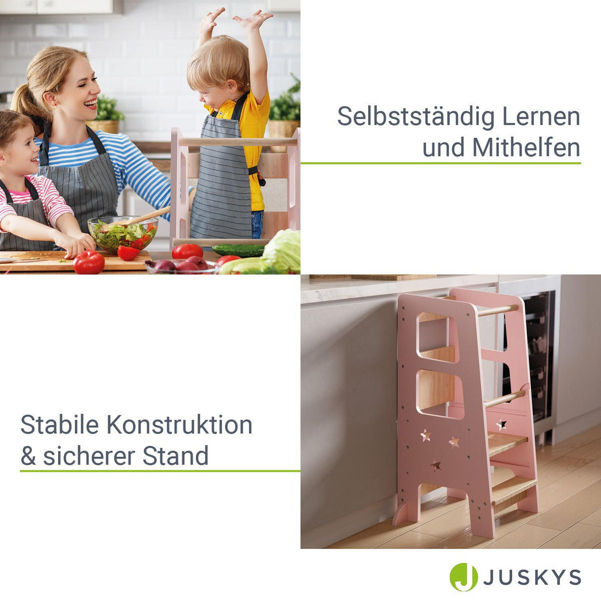 LERNTURM Henny in Rosa - Rosa, Holzwerkstoff (40/90/44cm) - Juskys