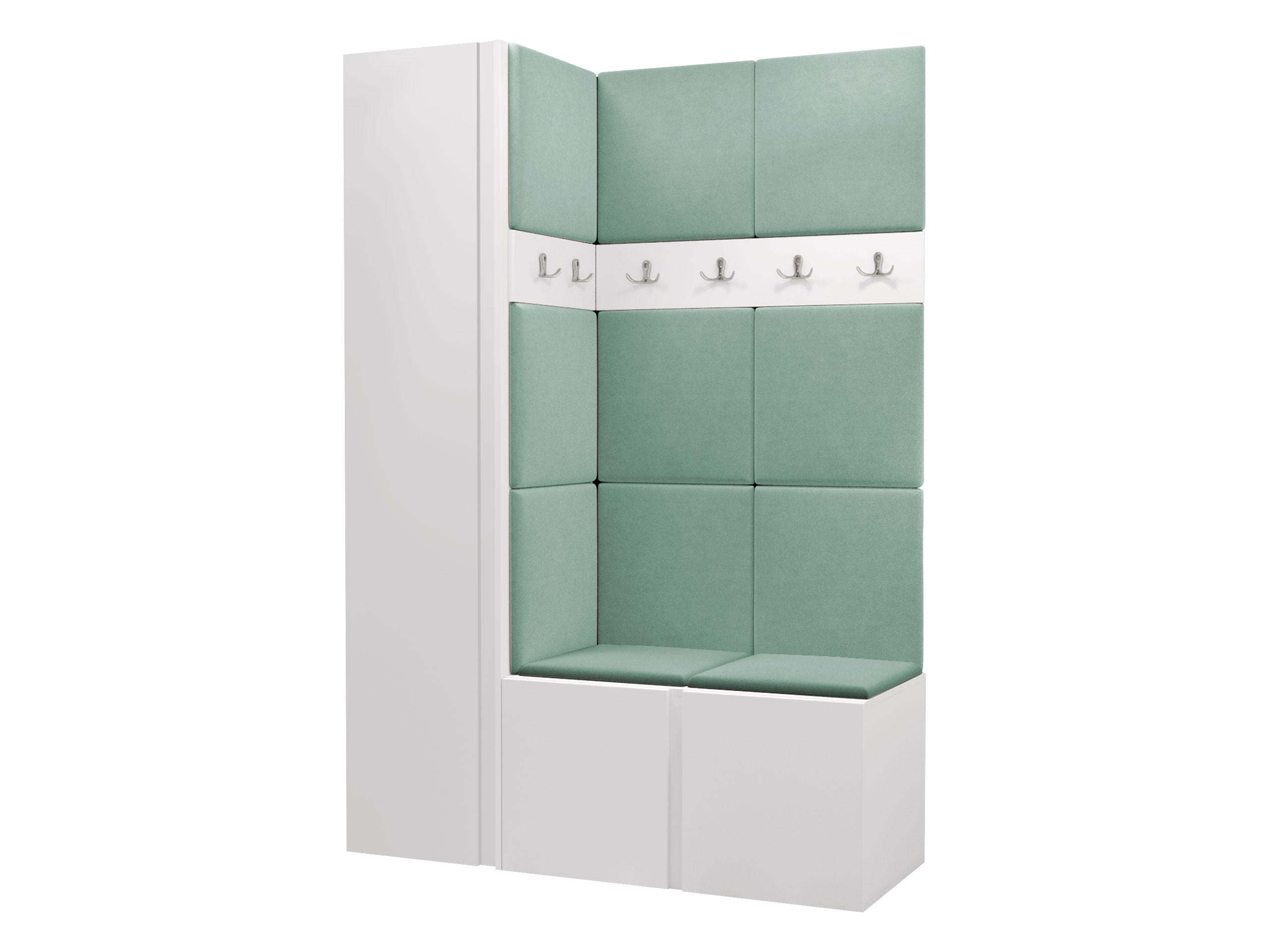 GARDEROBEN-SET Orion IX - Weiß/Mintgrün, Holzwerkstoff/Kunststoff (124/186/46cm) - MIRJAN24