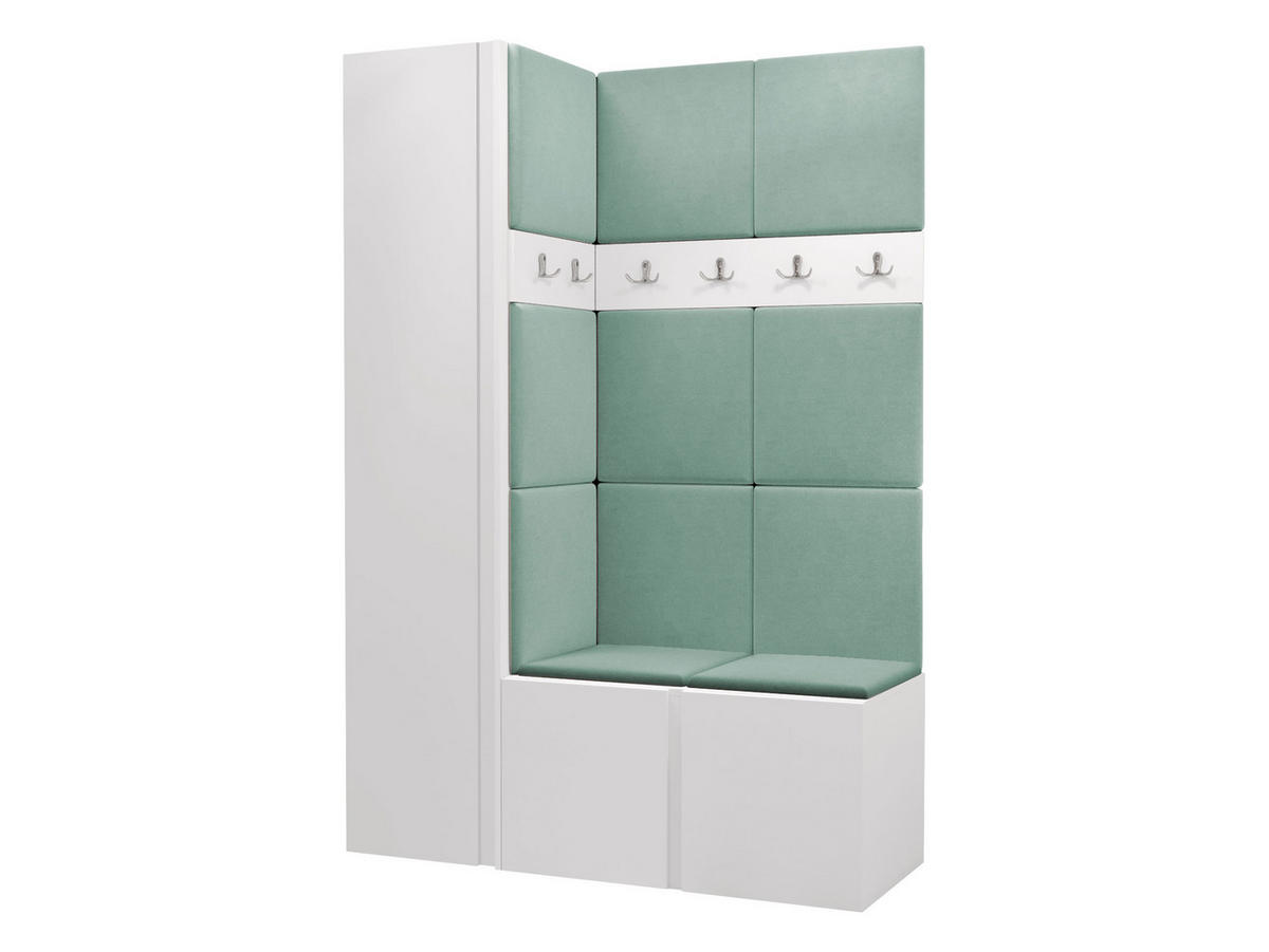 GARDEROBEN-SET Orion IX - Weiß/Mintgrün, Holzwerkstoff/Kunststoff (124/186/46cm) - MIRJAN24