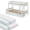 ETAGENBETT Everest Weiß 120x200/80x200 cm mit 2 Matratzen und 2 Schubkästen - Weiß, Holz (120/200cm) - VitaliSpa