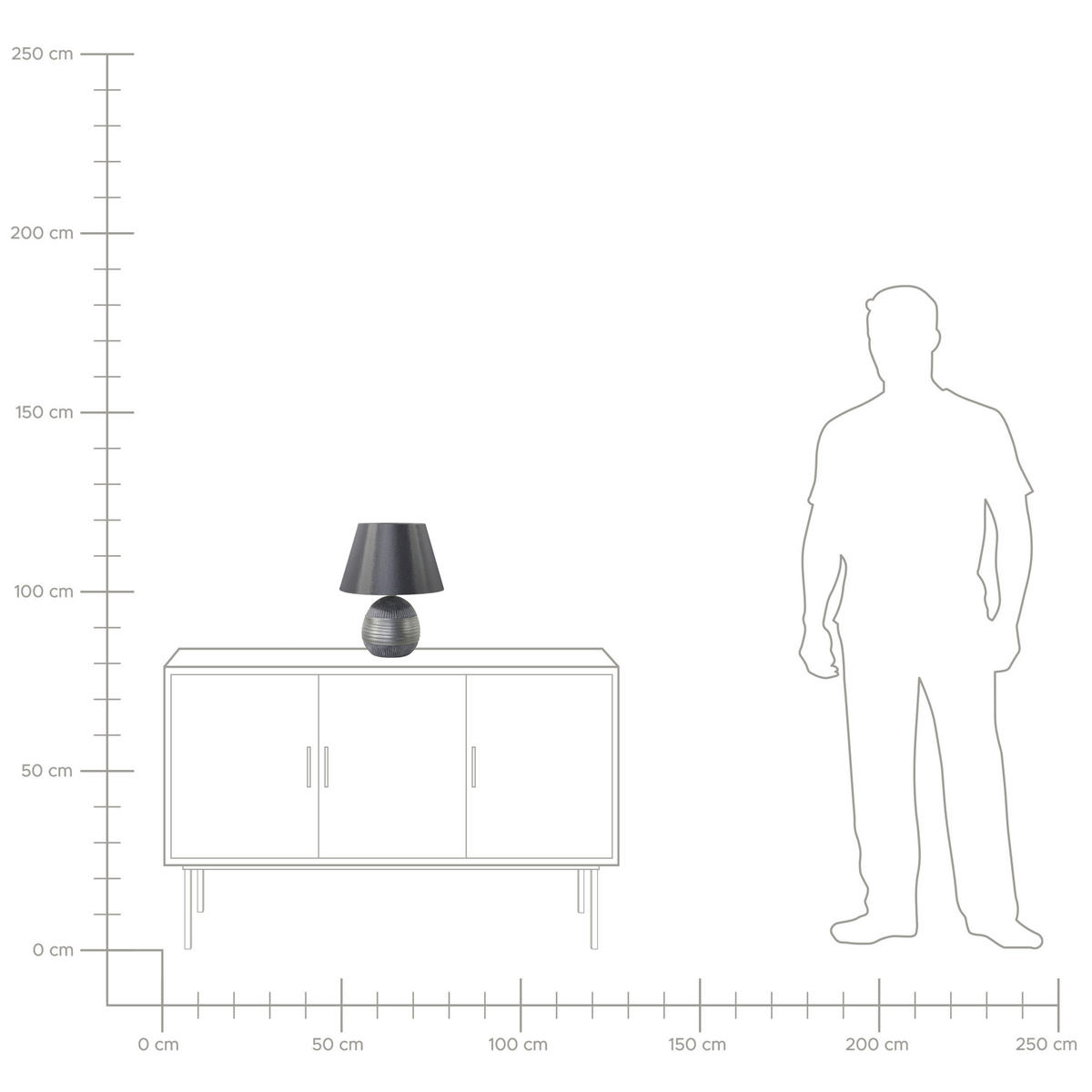 TISCHLAMPE Sado 28/28/37 cm - Grau, Keramik (28/28/37cm) - Beliani