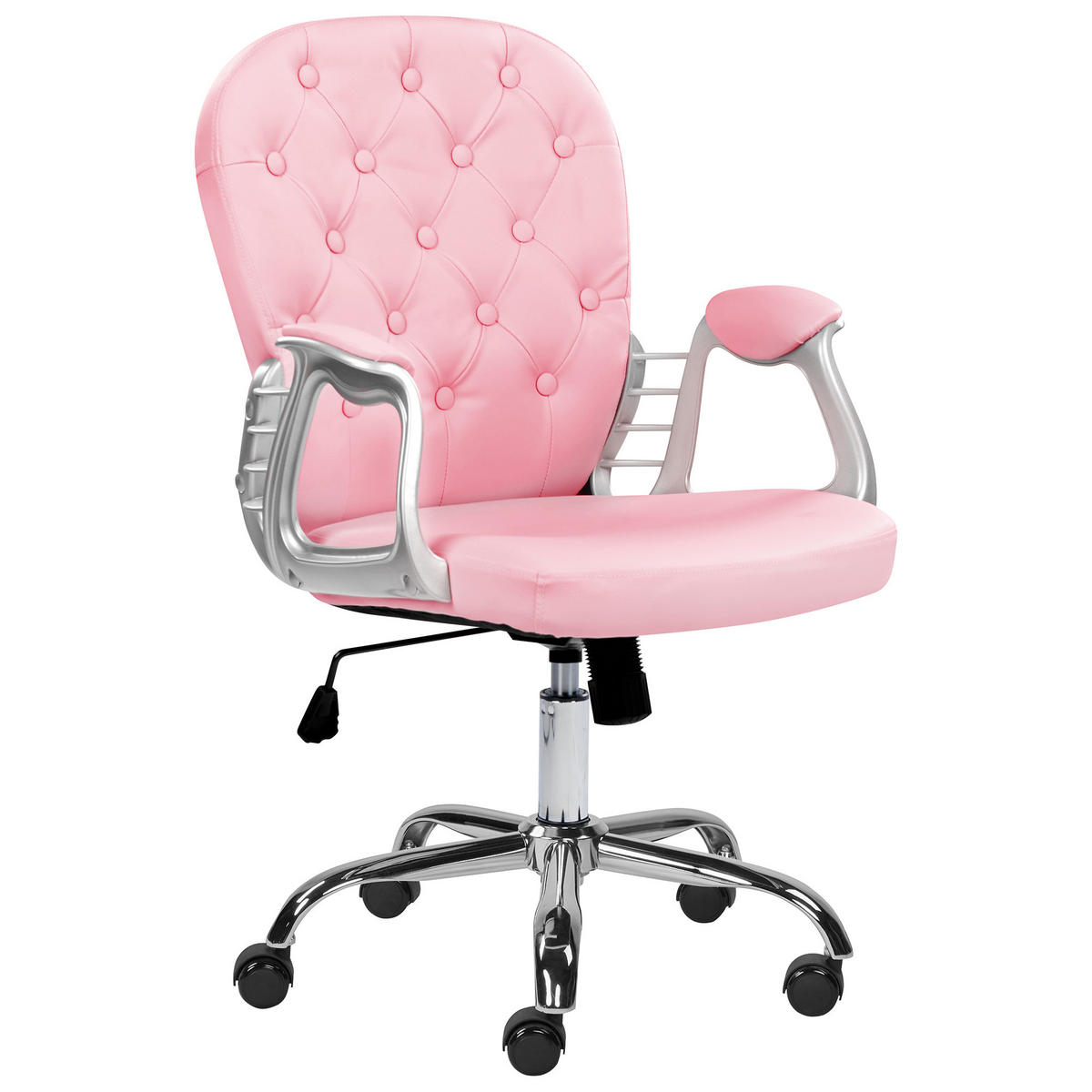 BÜROSTUHL Kunstleder Rosa Princess - Pink, Textil/Metall (60/98/60cm) - Beliani