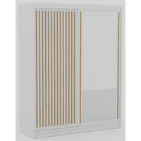 SCHIEBETÜRENSCHRANK Orvena 160 mit Spiegel – Weiß - Weiß, Holzwerkstoff (160/205/60cm) - Möblo