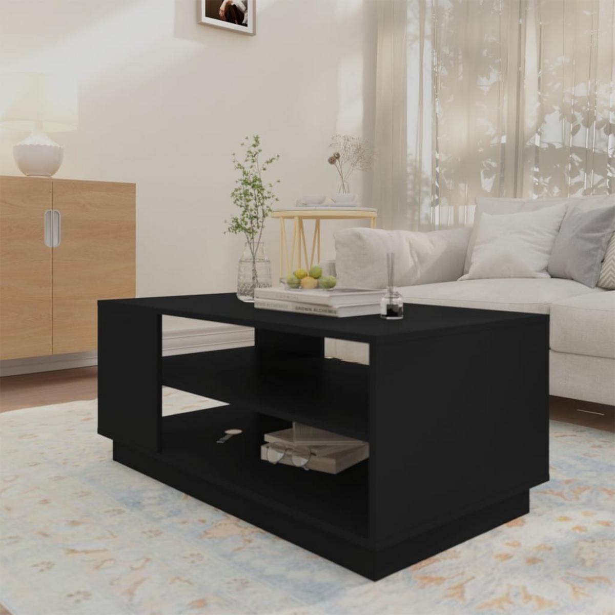 COUCHTISCH Schwarz 102x55x43 cm Holzwerkstoff - Schwarz, Holzwerkstoff (102/55/43cm) - furnicato