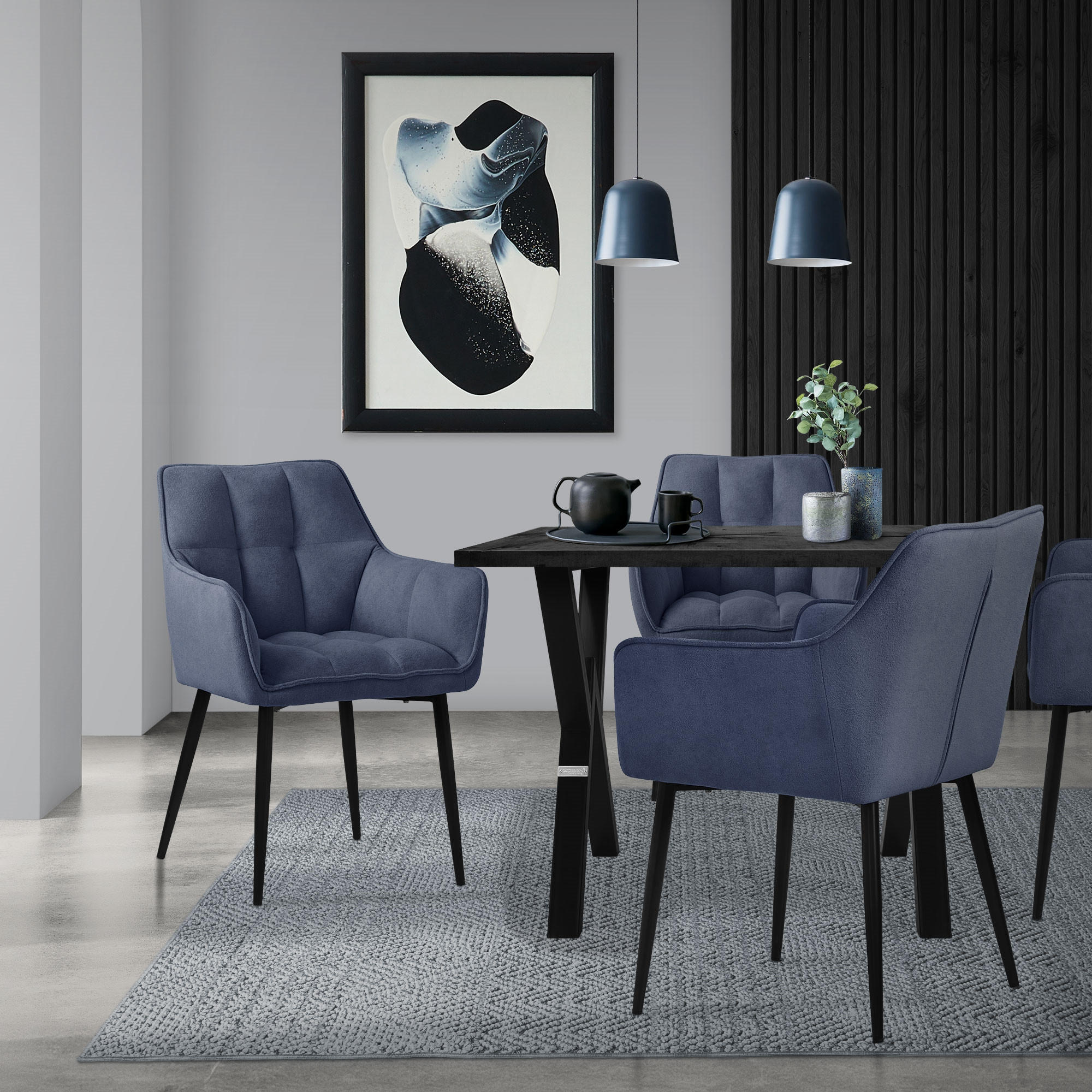 ESSZIMMERSTUHL 6er Set blau - Blau, Textil (63/90/57cm) - ML-DESIGN