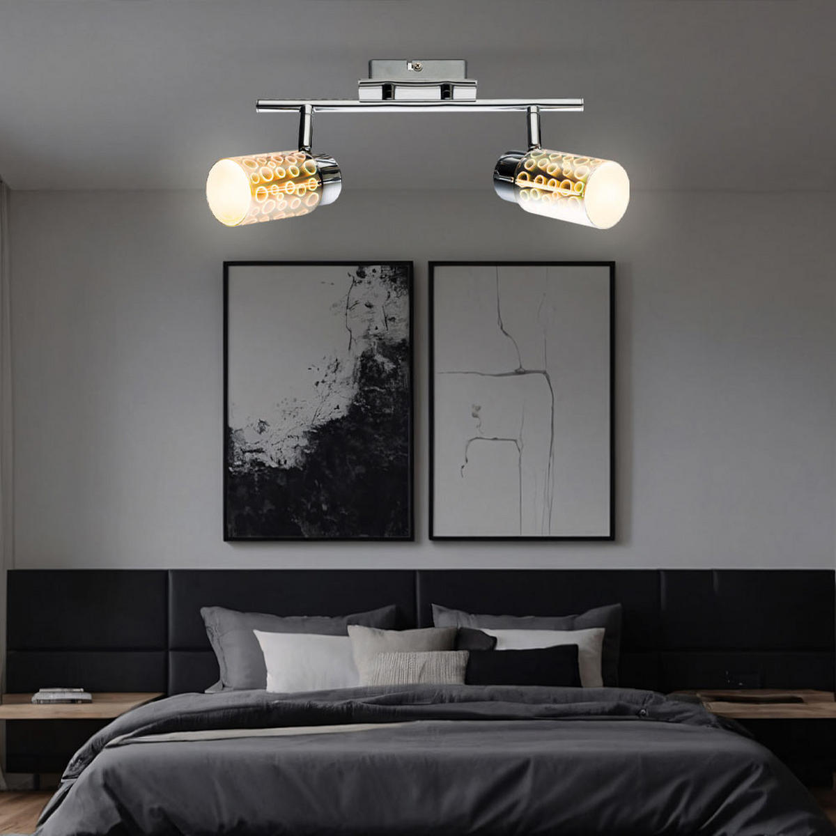 LED DECKENLEUCHTE OKU Silber 3D Effekt - Silberfarben, Glas (30/6/15cm) - Globo Lighting