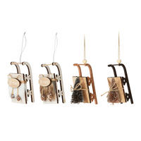 LAALU CHRISTBAUMKUGEL-SET 4 Ornamenten: Ornamente Schlitten Mix 11,5 cm - Schwarz/Braun, Holzwerkstoff (20/10/30cm) - LAALU