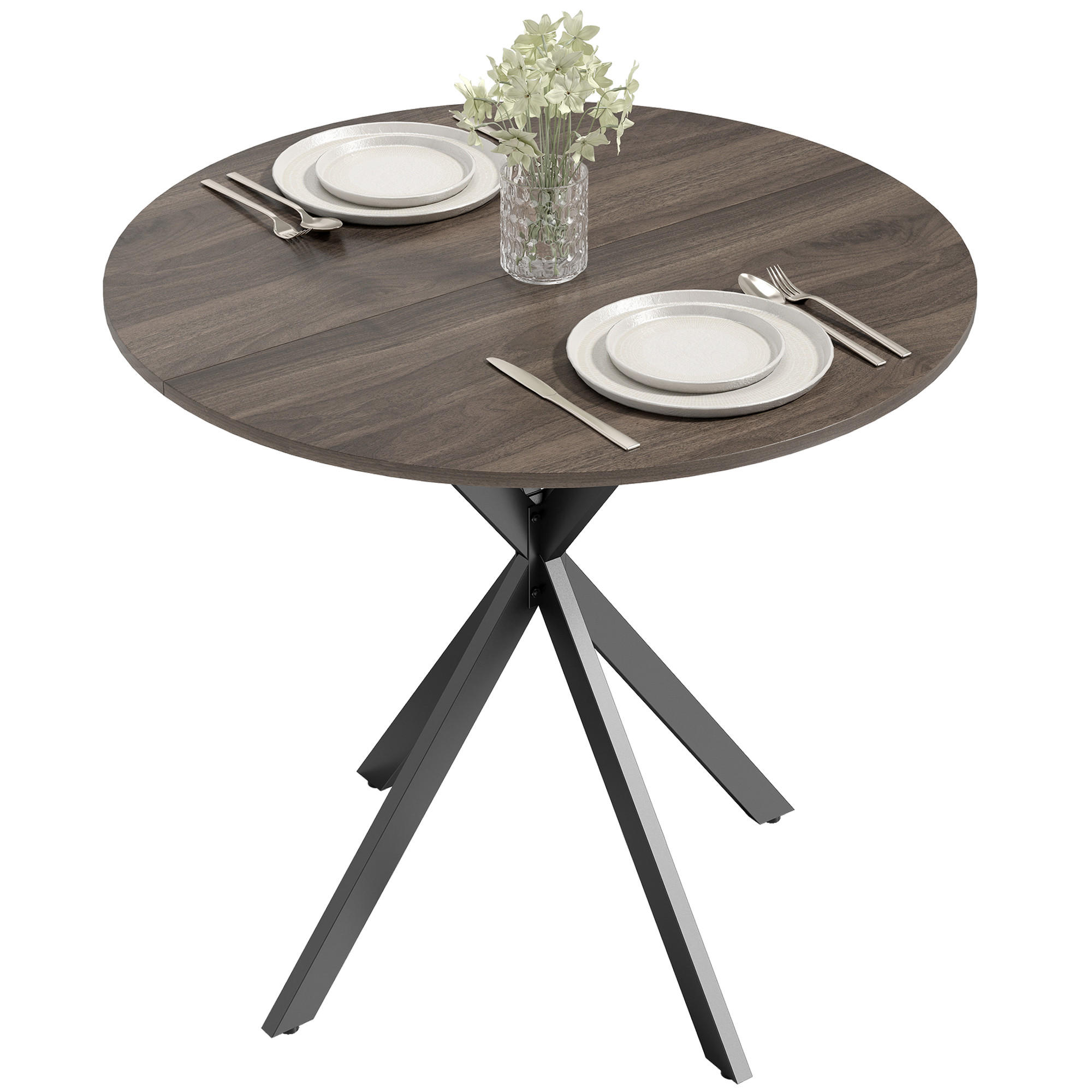 ESSTISCH Braun 80/80/75 cm - Schwarz/Braun, Metall (80/80/75cm) - PANGIVO