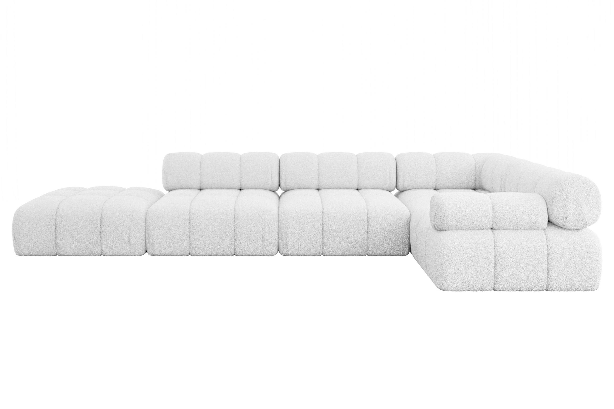 ECKSOFA modulares Sofa Felto-L2 - 380x190x70 cm Weiß Bouclé - Weiß, Holzwerkstoff/Textil (380/190cm) - ALTDECOR