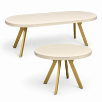 ESSTISCH rund ausziehbar 90/190/76 cm, Kaschmir, 54 cm Tischplatte + Y Metallgestell Weiß - Kaschmir/Weiß, Holzwerkstoff/Metall (90/190/76cm) - Damale Möbel