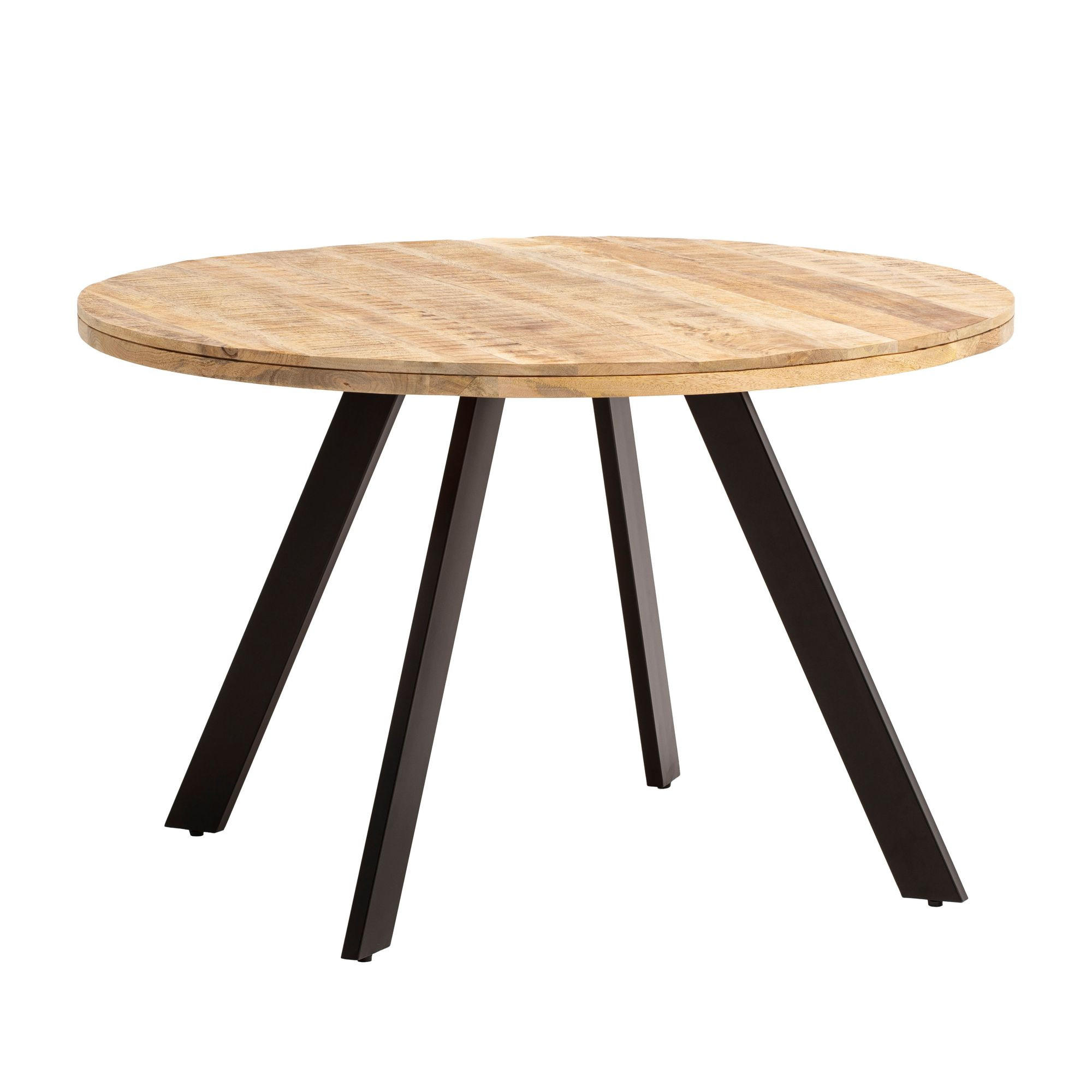 ESSZIMMERTISCH – Rund Mango Massivholz 120x120x76 cm Metallbeine - Schwarz/Braun, Holz/Metall (120/120/76cm) - KADIMA DESIGN