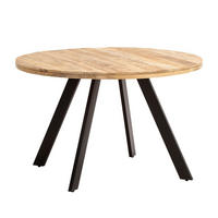 ESSZIMMERTISCH – Rund Mango Massivholz 120x120x76 cm Metallbeine - Schwarz/Braun, Holz/Metall (120/120/76cm) - KADIMA DESIGN