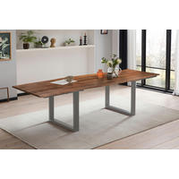 ESSTISCH ADINA - Silberfarben/Braun, Holz/Metall (90/140/76cm) - SAM