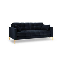 SOFA Mamaia aus Samt dunkelblau 3 Sitzplätze - Dunkelblau, Textil (92/75/177cm) - Micadoni