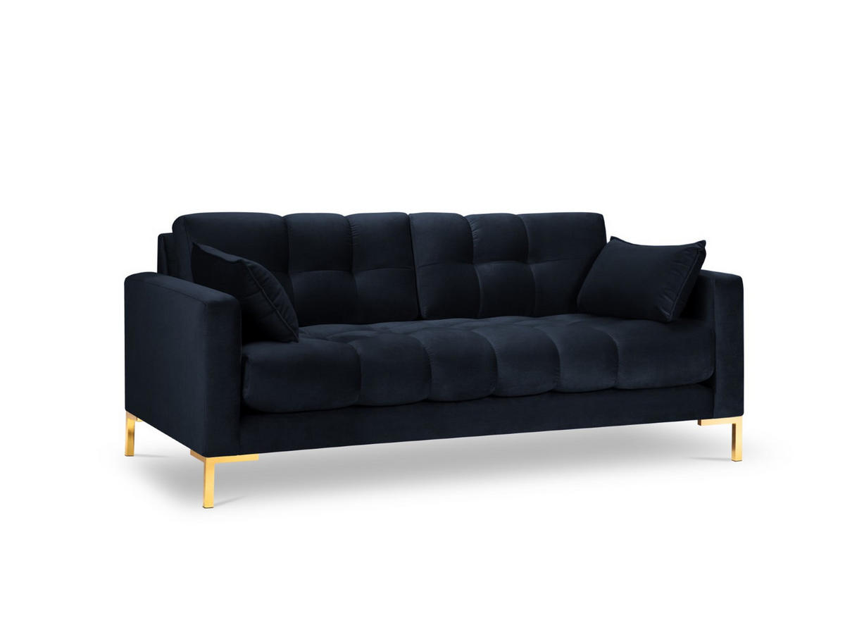 SOFA Mamaia aus Samt dunkelblau 3 Sitzplätze - Dunkelblau, Textil (92/75/177cm) - Micadoni