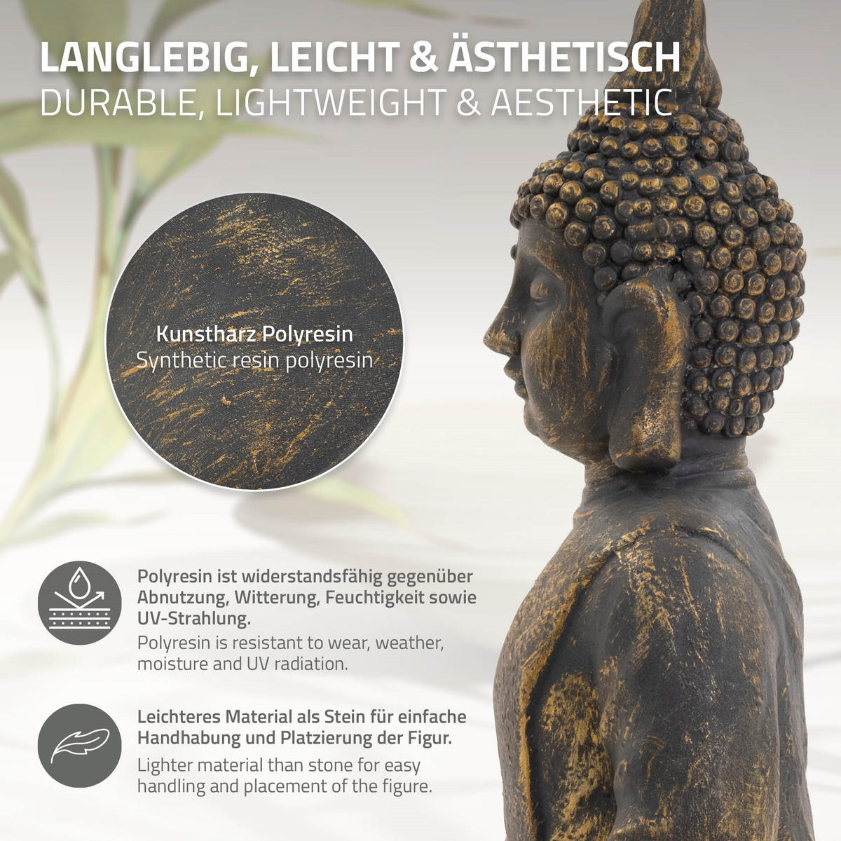 BUDDHA STATUE 63 cm hoch Bronzeoptik aus Polyresin - Bronzefarben, Kunststoff (29/63/52cm) - ECD-Germany