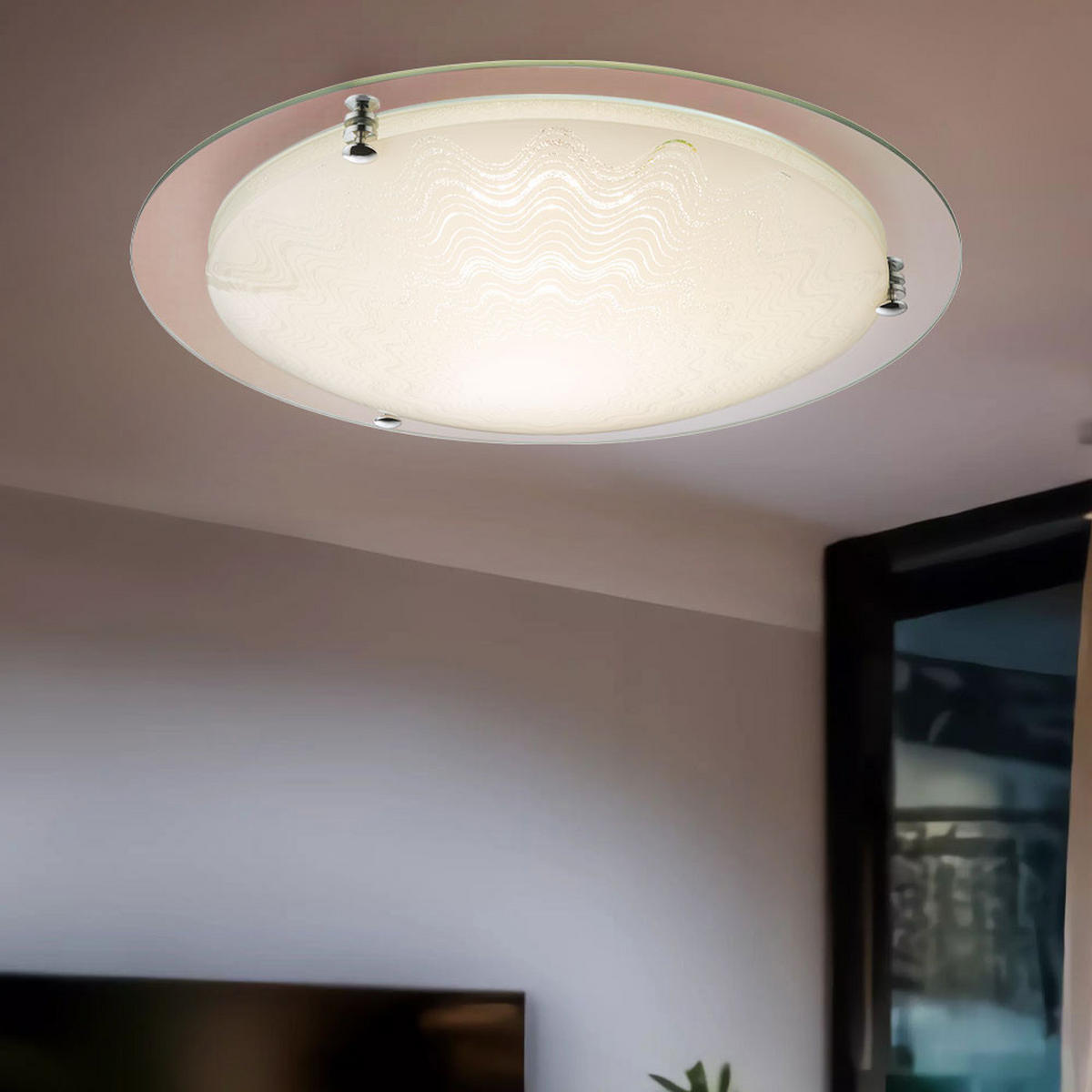 LED DECKENLEUCHTE Metall Chrom Klar - Klar, Glas (41.5/41.5/8.5cm) - Globo Lighting