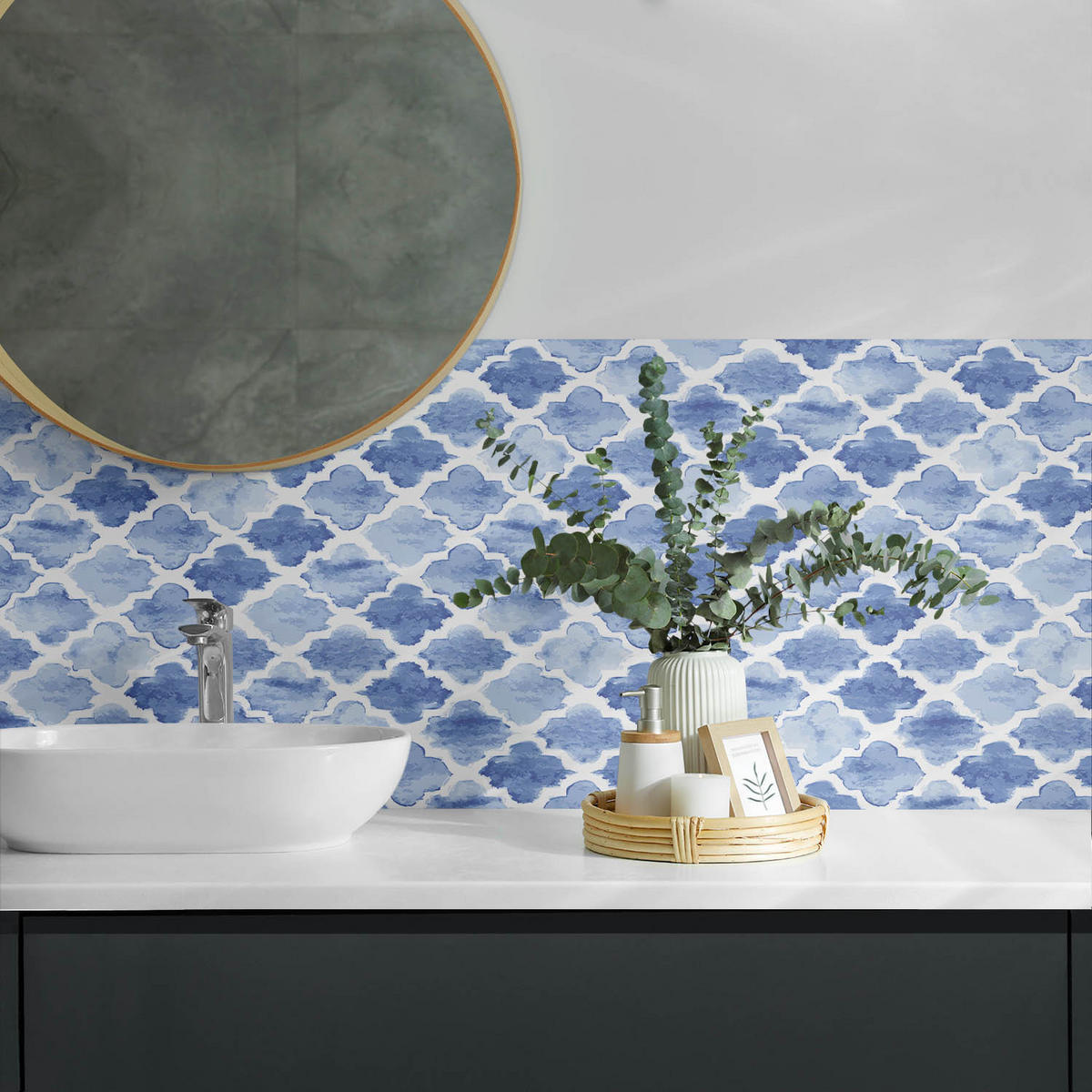 WANDPANEEL 100x50 cm selbstklebend Zanthor - Blau, Kunststoff (50/1.6/100cm) - Wallfluent