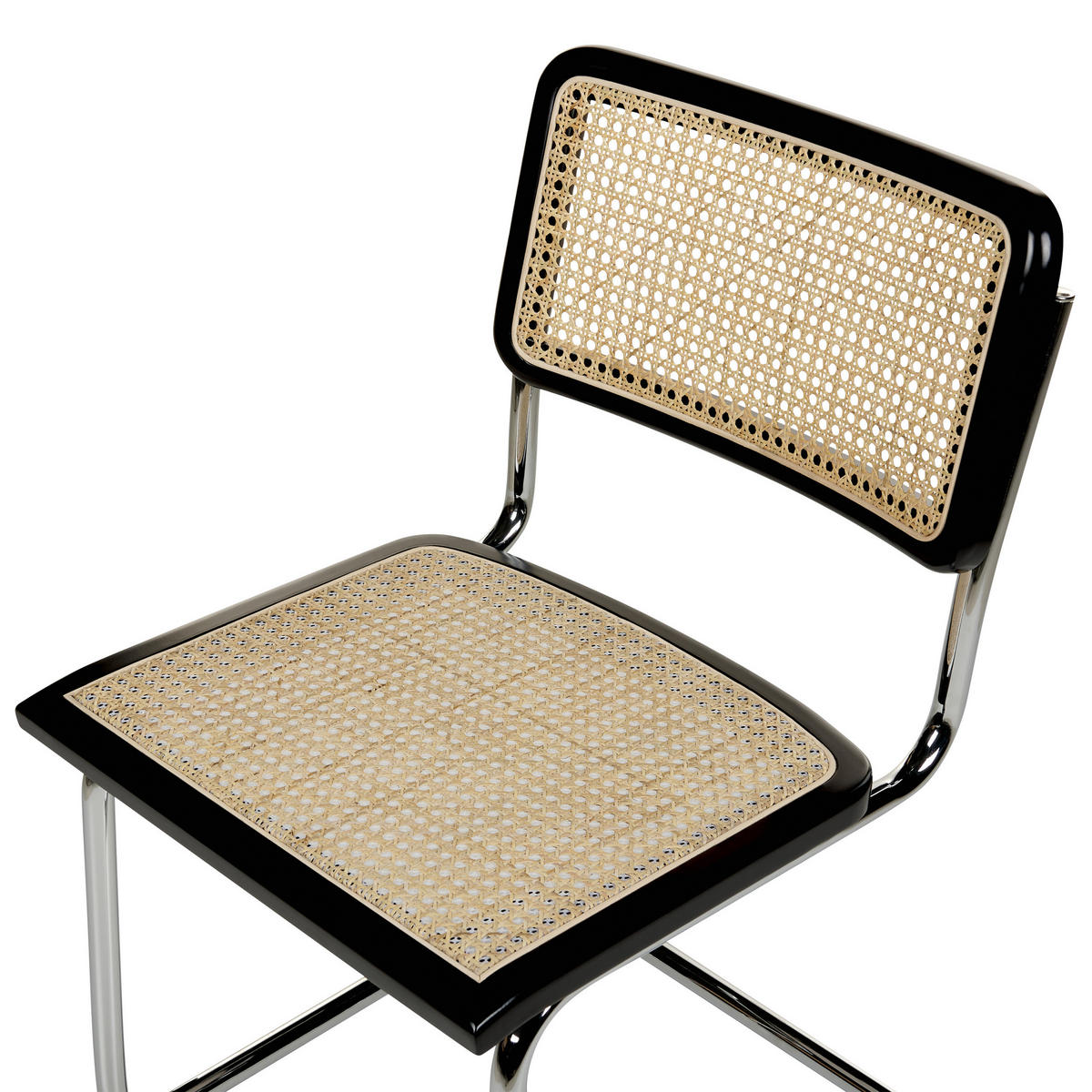 ESSZIMMERSTUHL 2er-Set Rattan natürlich/schwarz Cordova - Schwarz/Naturfarben, Naturmaterialien (49/83/50cm) - Beliani