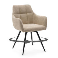 STUHL LUGANO drehbar gepolsterter mit Steppung - hellbeige - Chenille - Beige/Schwarz, Textil/Metall (58/84/59cm) - NEW HOME