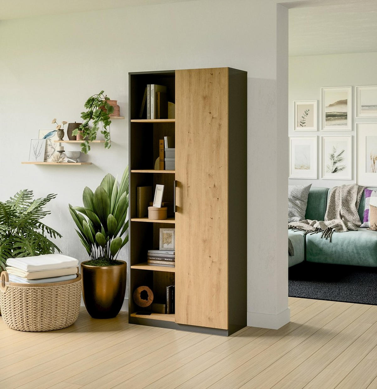 BÜCHERREGAL Anthrazit, Artisan 80/182/30 - Anthrazit, Holzwerkstoff (80/182/30cm) - RAUMHIRSCH FURNITURE