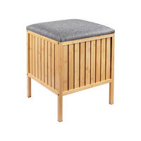 KOŠ prádla - šedá/světle hnědá, dřevo/textil (39/52/39cm) - Relaxdays